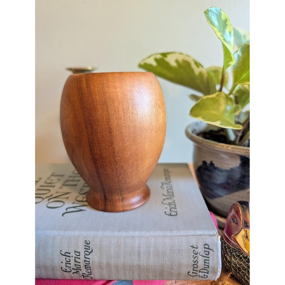 Vintage MCM Myrtlewood Vase Hand Turned Wood Bend Oregon 4.25in Ralph A Bailey